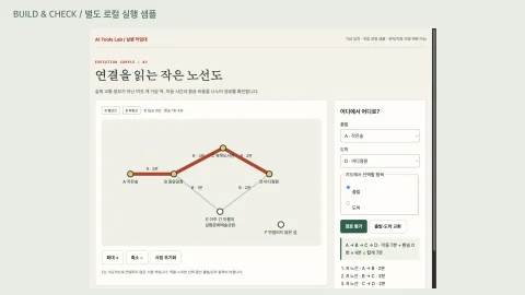 경로를 찾는 인터랙티브 노선도 만들기의 별도 로컬 실행 샘플 화면