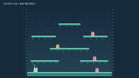 BUBBLE HOP 실제 게임 캔버스