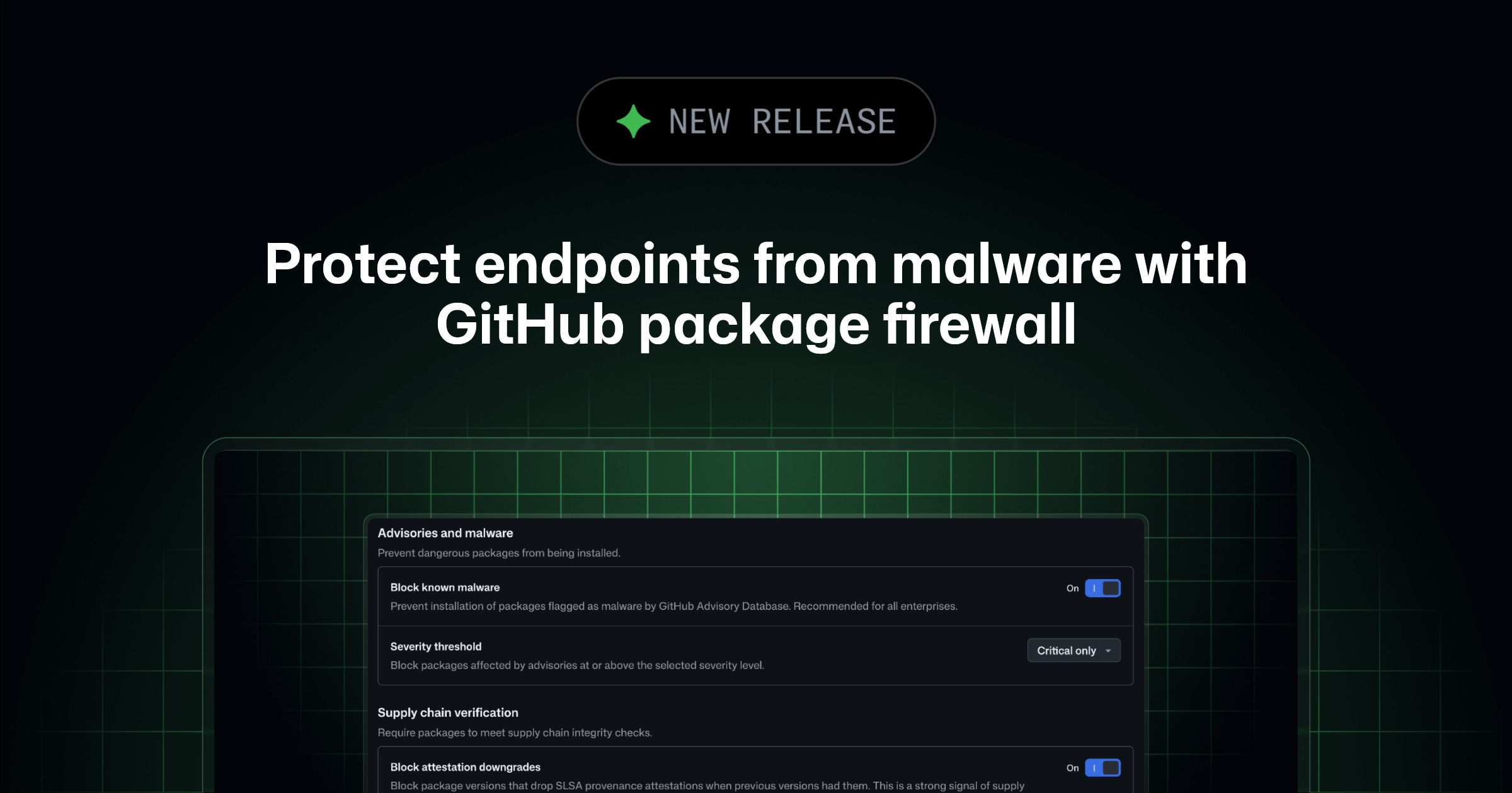GitHub package firewall의 차단 설정 예시를 담은 공식 기사 대표 이미지